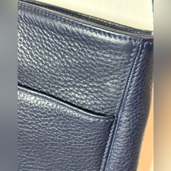 Coach Sonoma Pocket Zip Navy Blue Pebbled Leather Adjustable Crossbody Bag Vtg - Picture 9 of 16